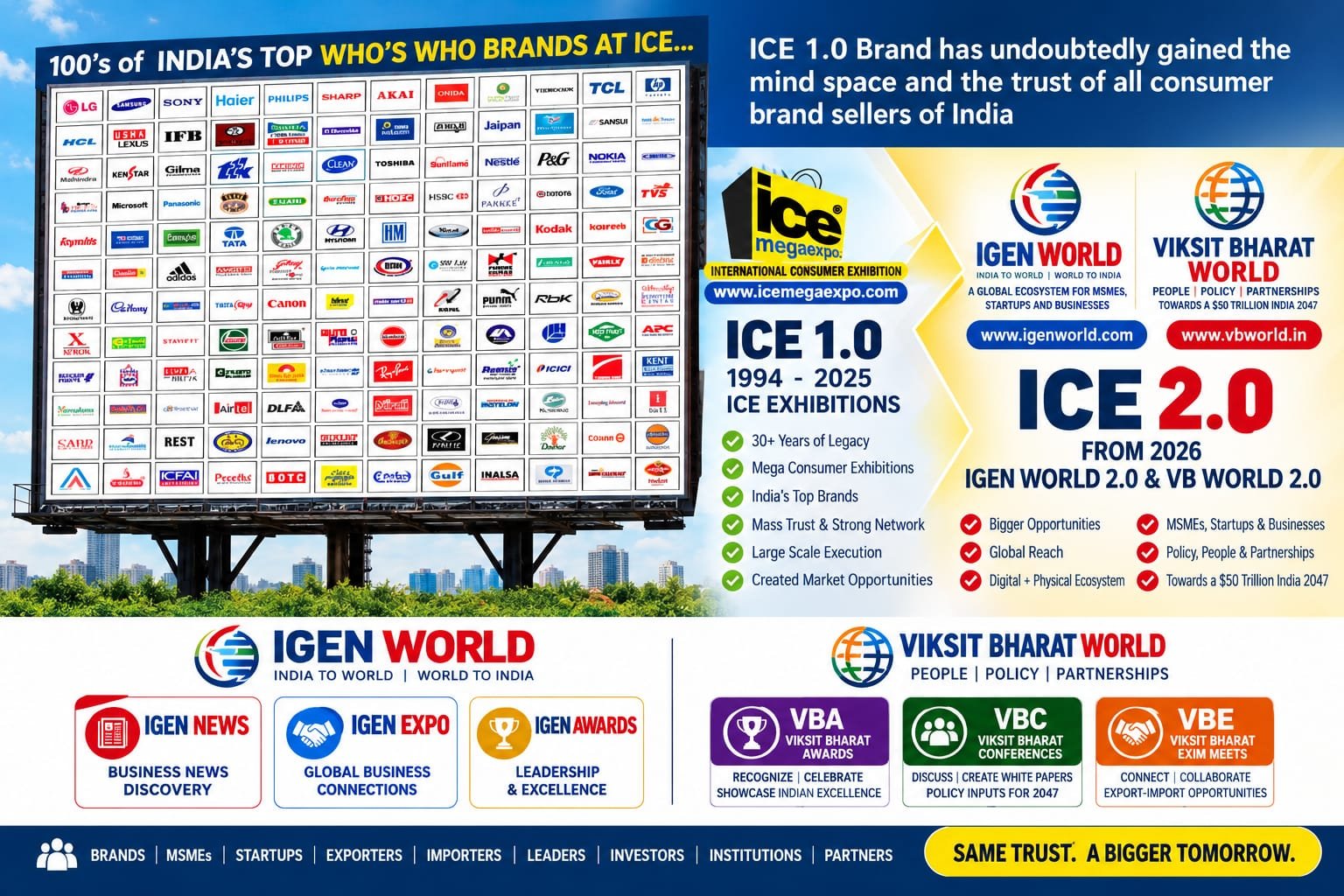 ICE 1.0 to ICE 2.0 infographic — Same Trust, A Bigger Tomorrow